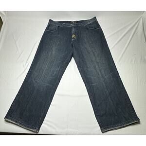Vintage CEZER Baggy Embroidered Studded Wide Leg Blue Jeans - Size 41x32